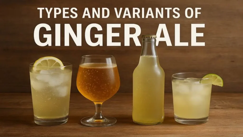 Various types and presentations of ginger ale drinks. Does ginger ale have caffeine in its different forms? Generally, no.