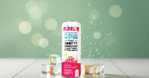 Image of Bubbl’r Cranberry Grapefruit Sparkling Water with ice cubes, highlighting the question Does Bubbl’r Sparkling Water Have Caffeine